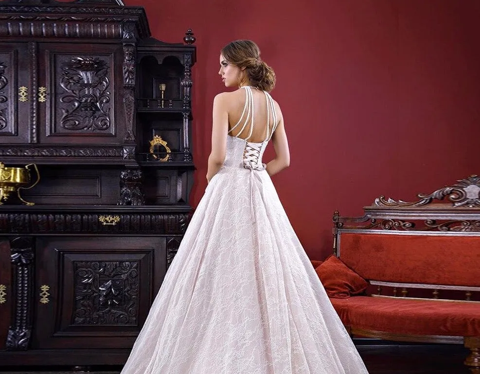 O-neck Backless None Train Bridal Gowns