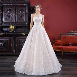 O-neck Backless None Train Bridal Gowns
