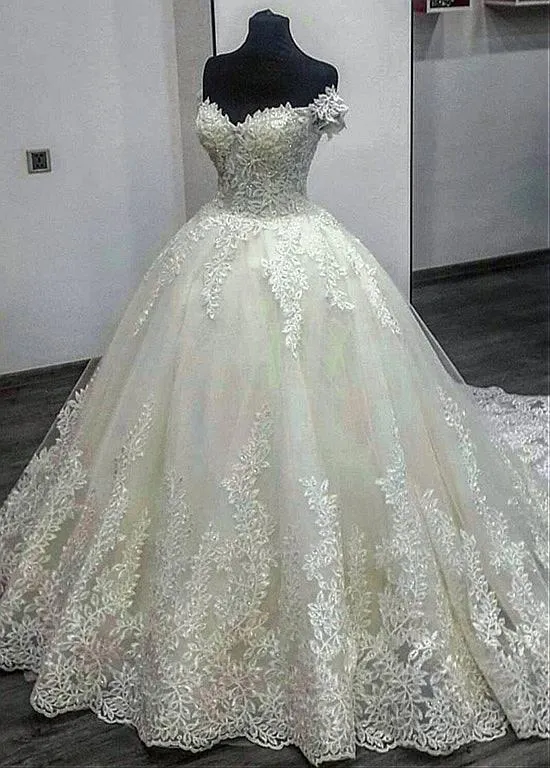 Off-the-shoulder Ball Gown Wedding Dress