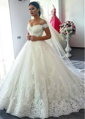 Off-the-shoulder Ball Gown Wedding Dress