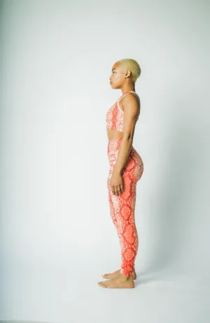 Orange Safi Snake Print Buttery Soft High Waisted Workout Leggings