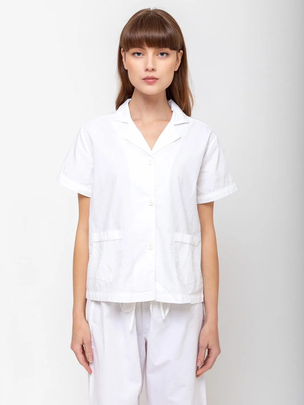 Organic Cotton Short Sleeve Pajamas - White