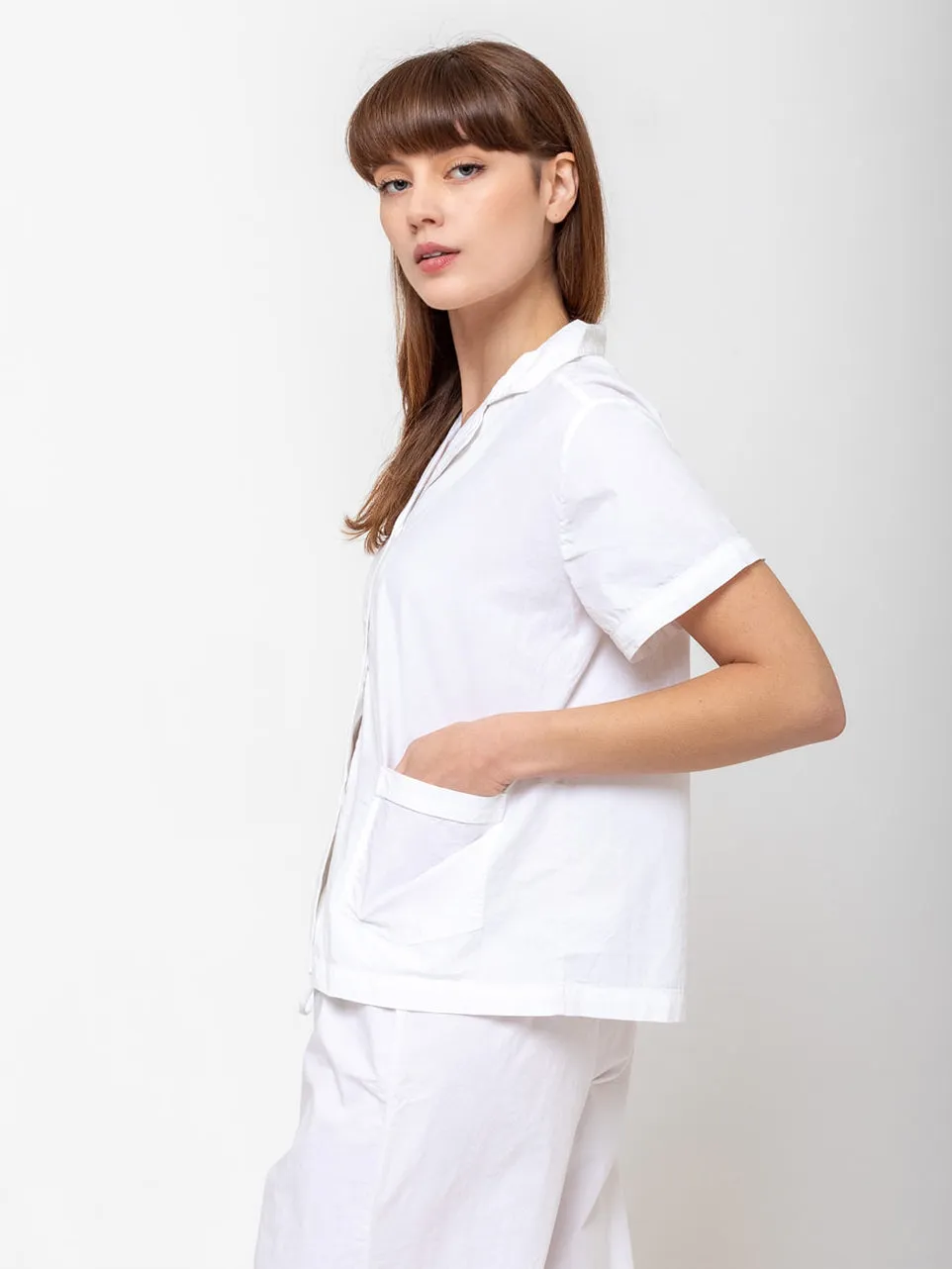 Organic Cotton Short Sleeve Pajamas - White
