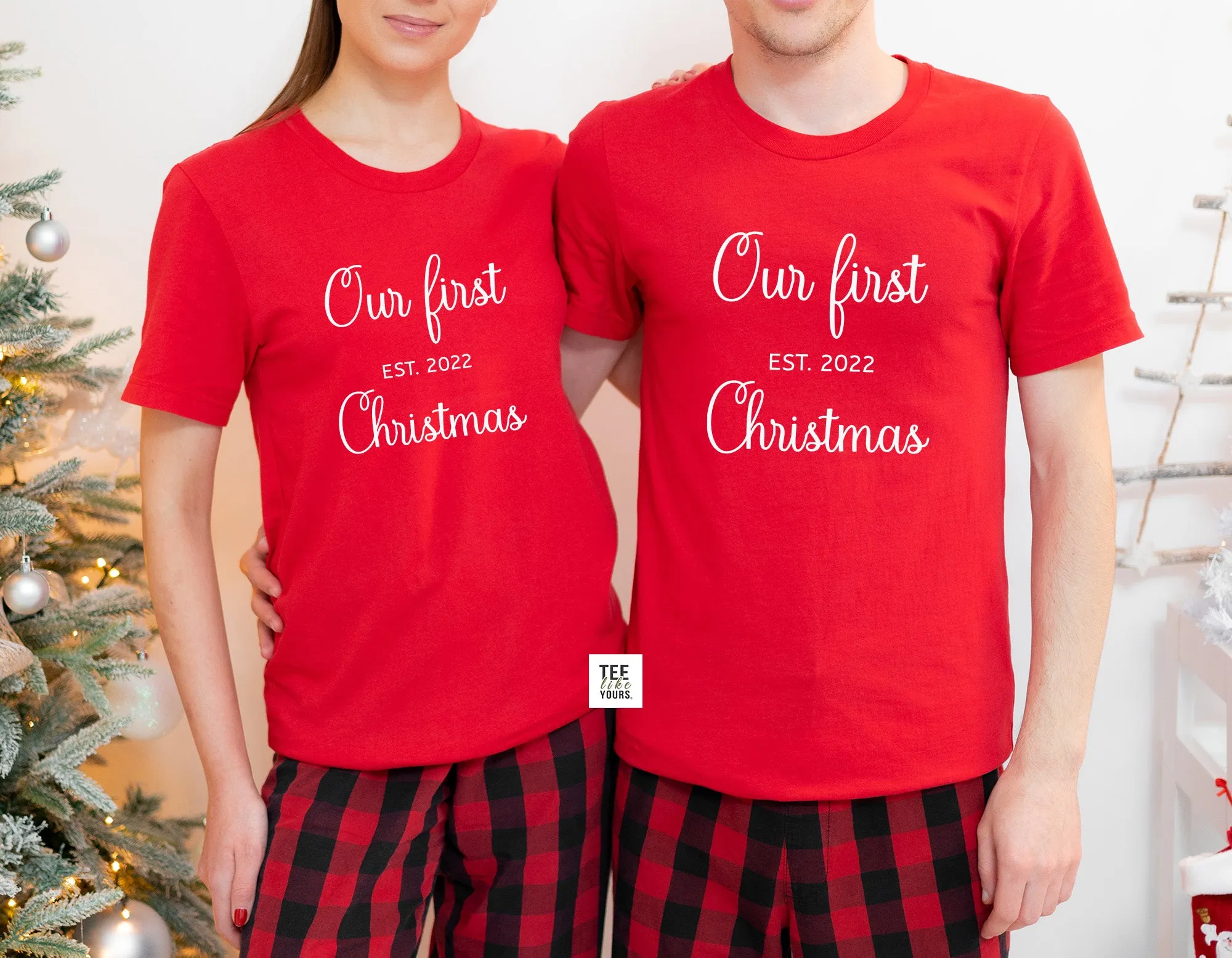 Our First Christmas Together - Couples Christmas pajamas, Matching Christmas Pajamas, Mr and Mrs Couple Pajamas, Newlywed Christmas Pajamas