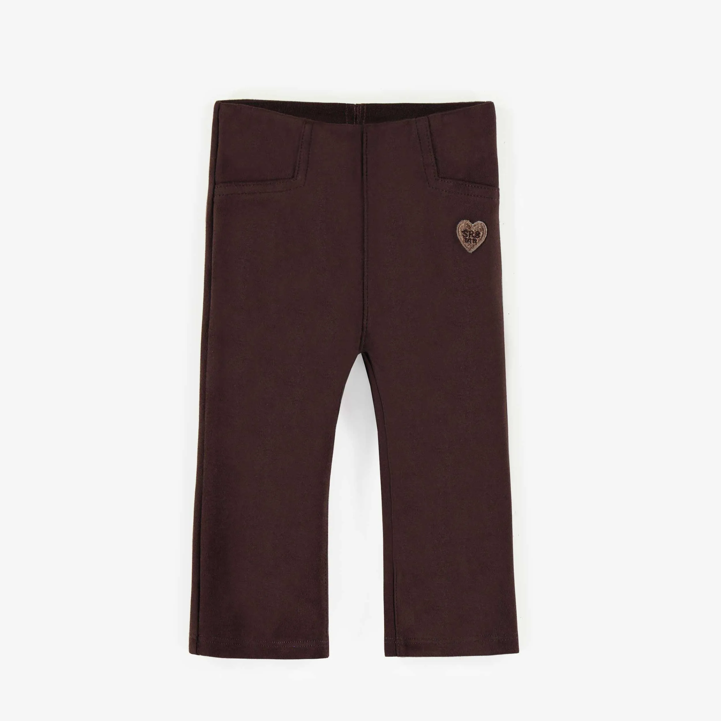 Pantalon brun faux suède extensible, bébé  || Brown stretchy faux suede legging, baby