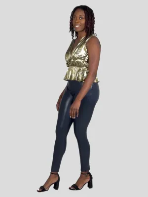Peacoat Faux Leather Comfortable Leggings