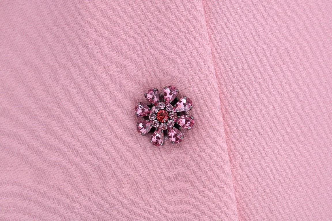 Pink Wool Crystal A-Line Skirt