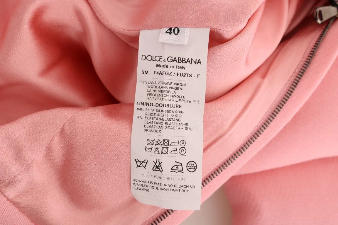 Pink Wool Crystal A-Line Skirt