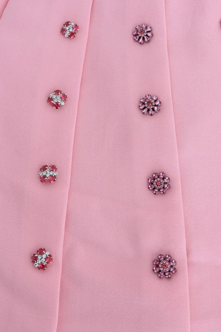 Pink Wool Crystal A-Line Skirt