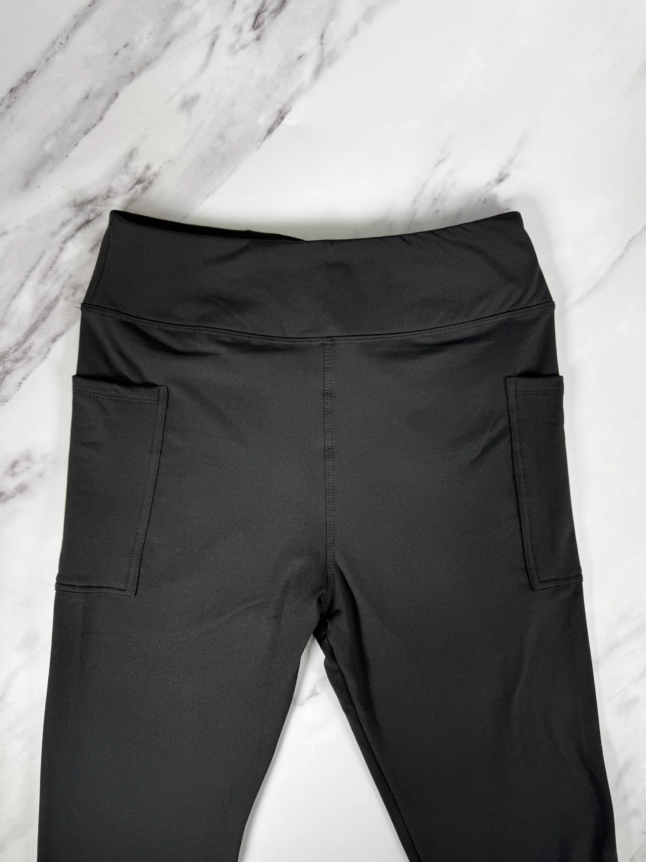 Plain Black Thermal Side Pocket CASUAL Leggings