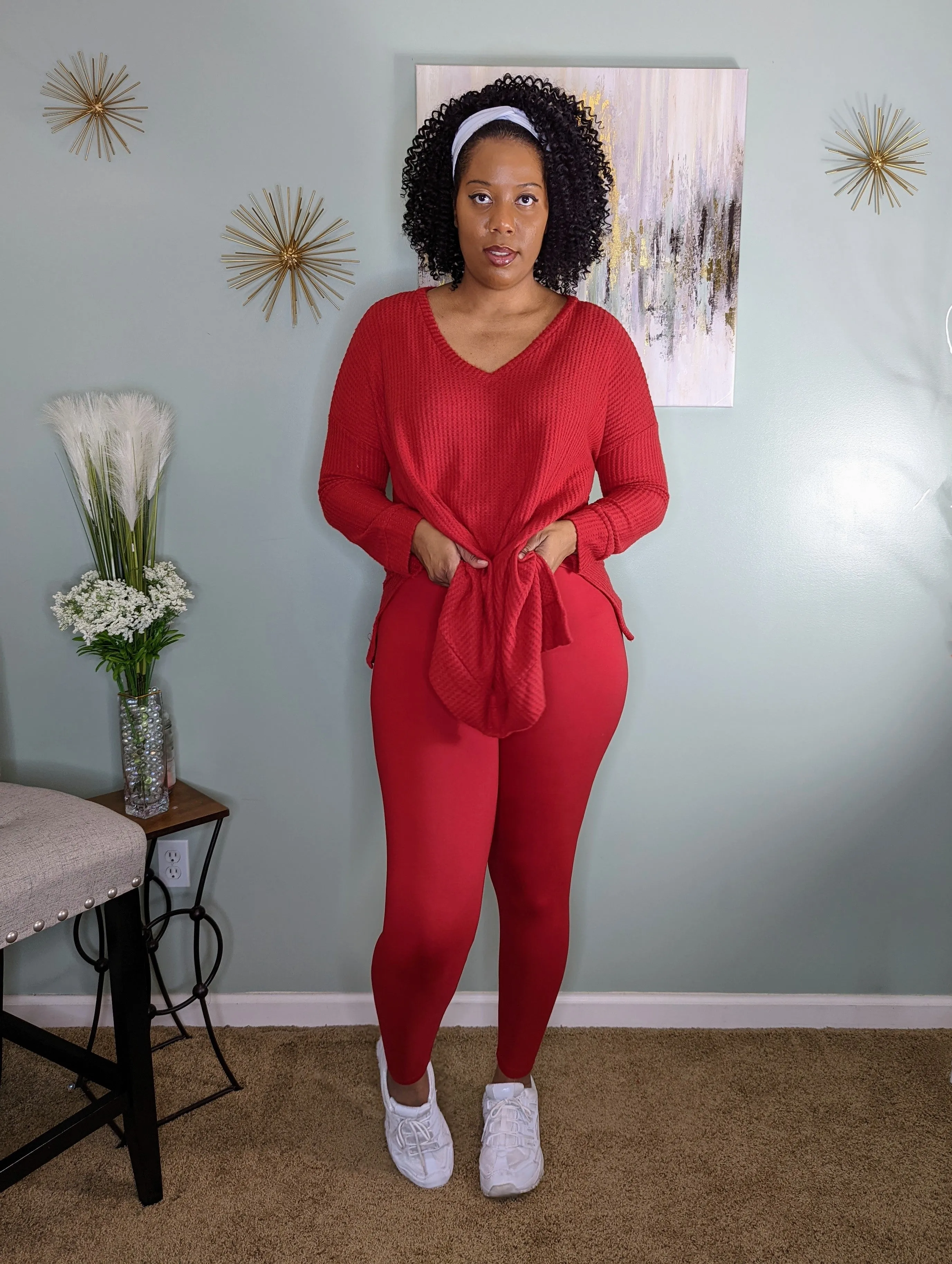 PLUS SIZE SWEATER LEGGINGS SET/CHERRY