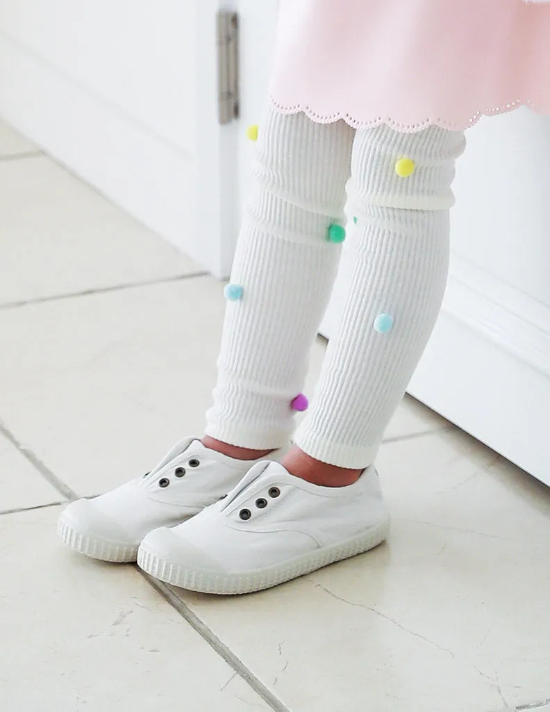 Pom-Pom Corded Leggings Cream