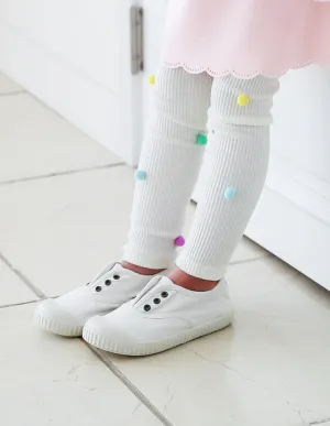Pom-Pom Corded Leggings Cream