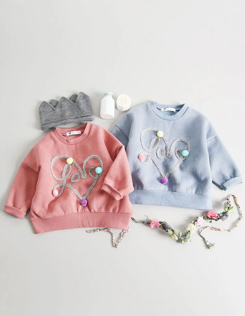 Pom-Pom Heart Jumper Blue