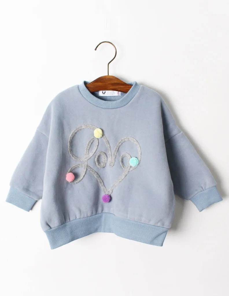 Pom-Pom Heart Jumper Blue