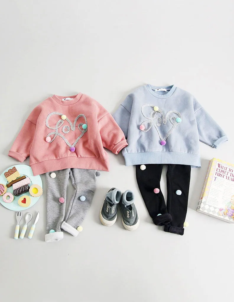 Pom-Pom Heart Jumper Blue