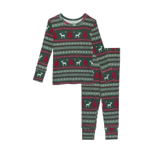Posh Peanut Basic Long Sleeve Loungewear Pajama & Pants in Holiday Fair Isle