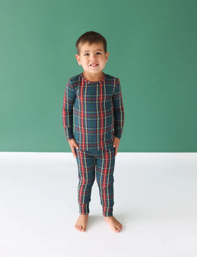 Posh Peanut Basic Long Sleeve Loungewear Pajama & Pants in Tartan Plaid
