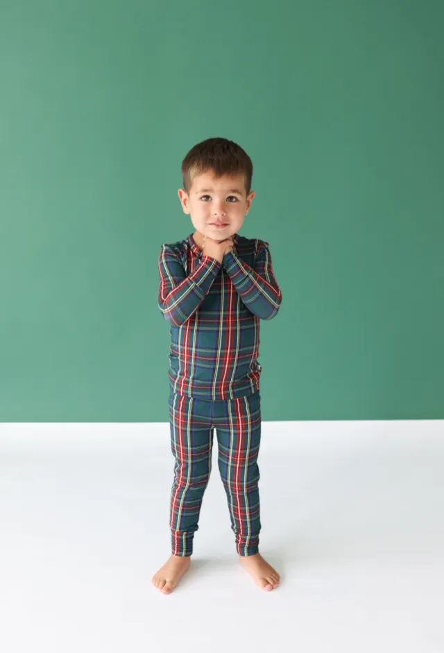Posh Peanut Basic Long Sleeve Loungewear Pajama & Pants in Tartan Plaid