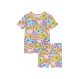 Posh Peanut Basic Short Sleeve Loungewear Girls Pajama & Shorts in Kourtney