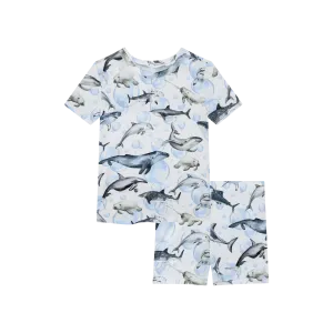 Posh Peanut Basic Short Sleeve Loungewear Kids Pajama & Shorts in Sharkly