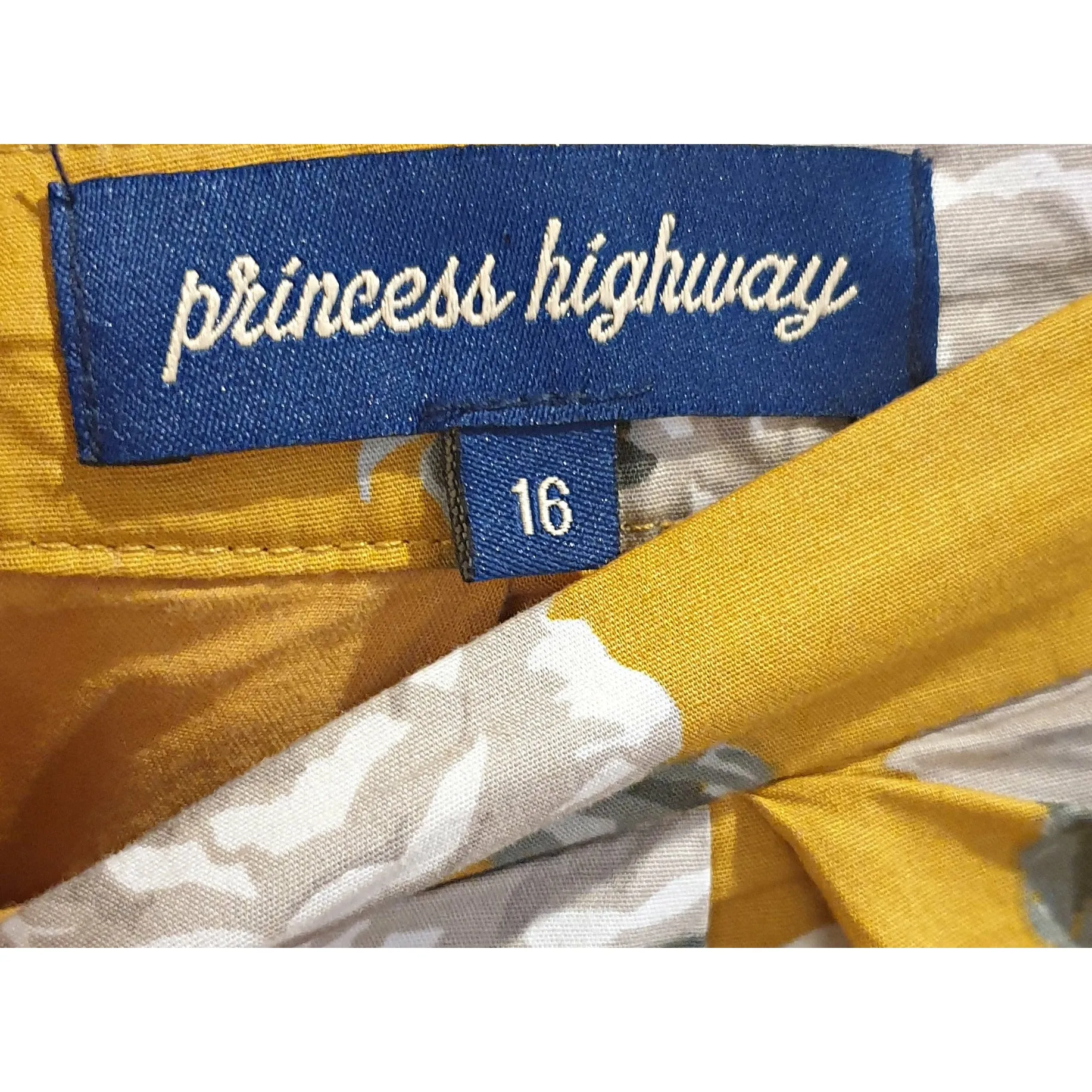 Princess Highway mustard a-line skirt with floral print size 16