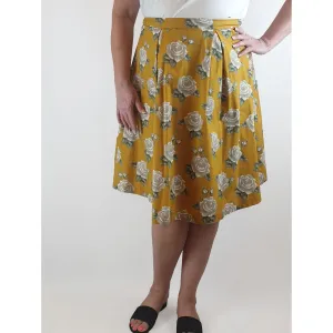 Princess Highway mustard a-line skirt with floral print size 16