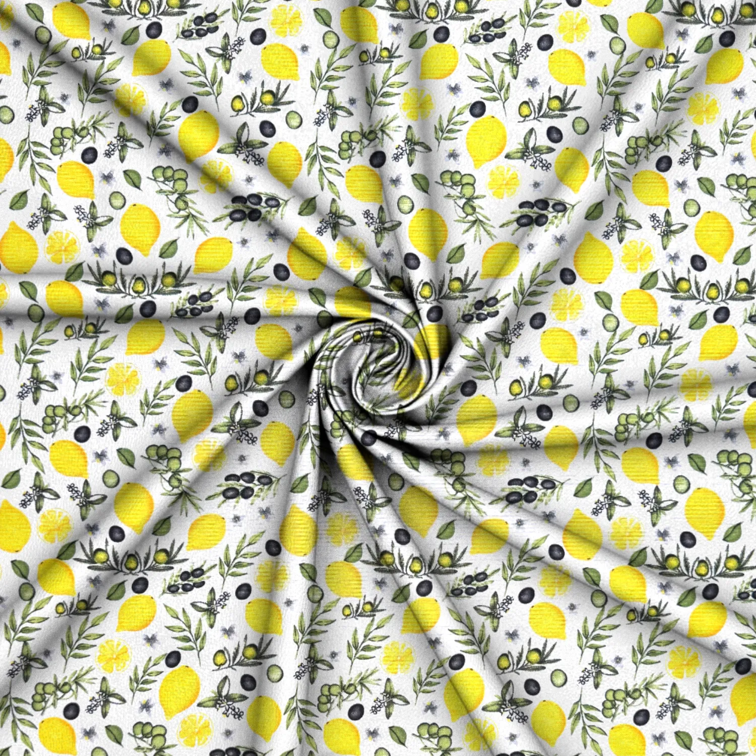 Printed Mini Matt Lemon & Olive White