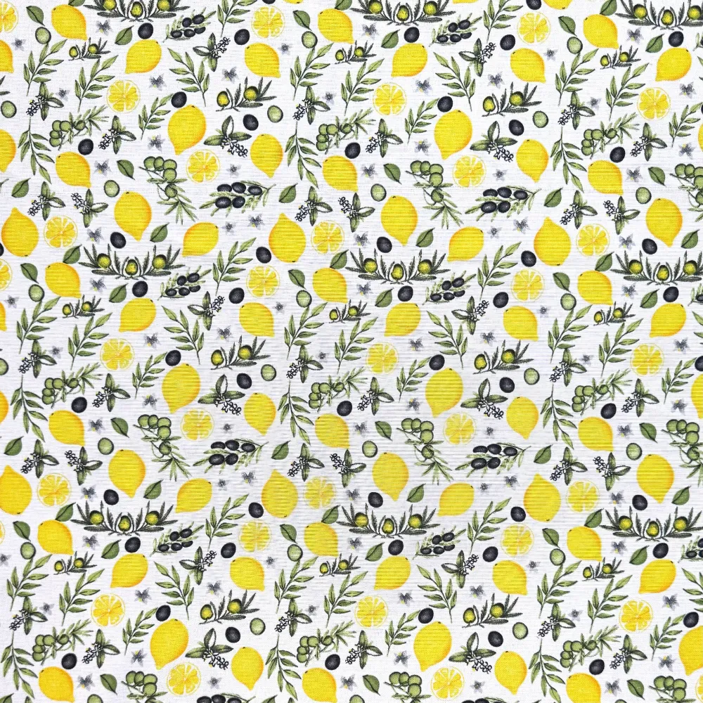 Printed Mini Matt Lemon & Olive White