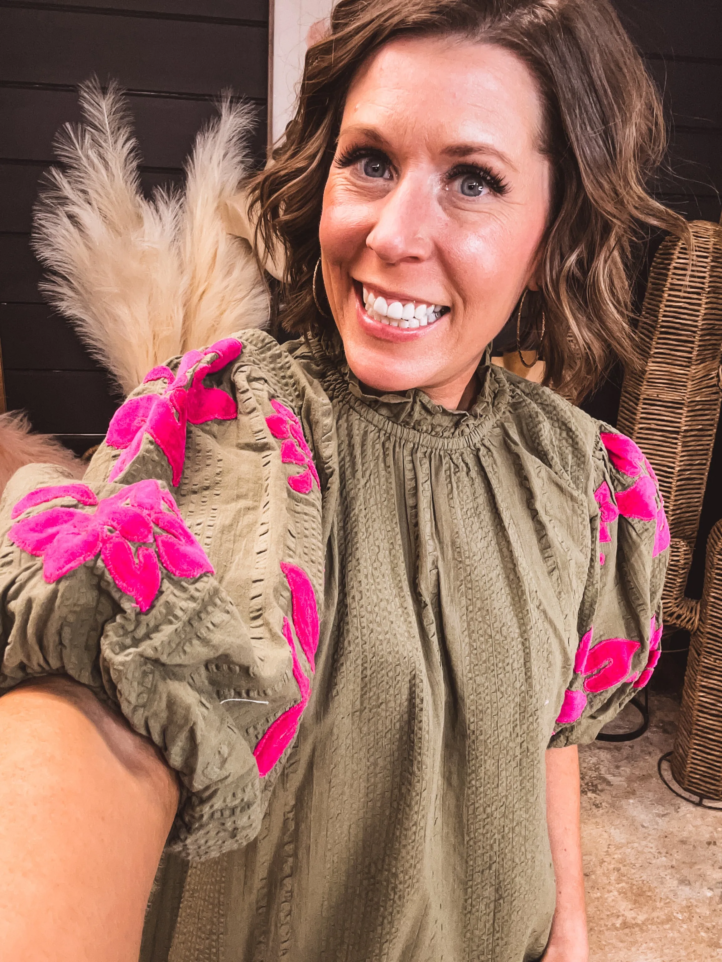 Puff Sleeve Soft Detail Textured Top