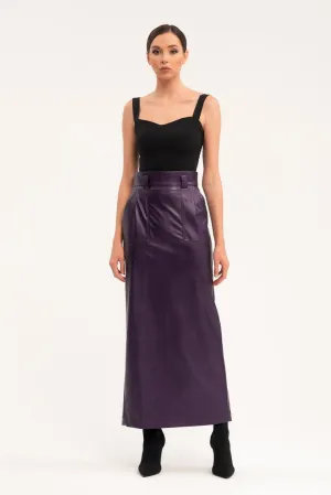 Purple Casual Solid Color A-line Tea Skirt with Pockets
