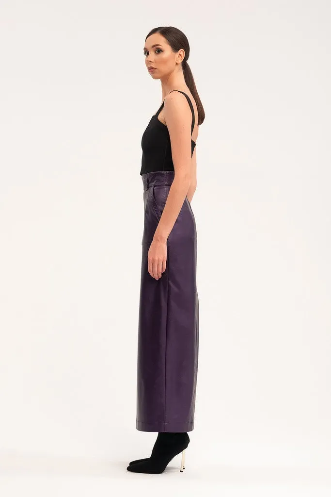 Purple Casual Solid Color A-line Tea Skirt with Pockets
