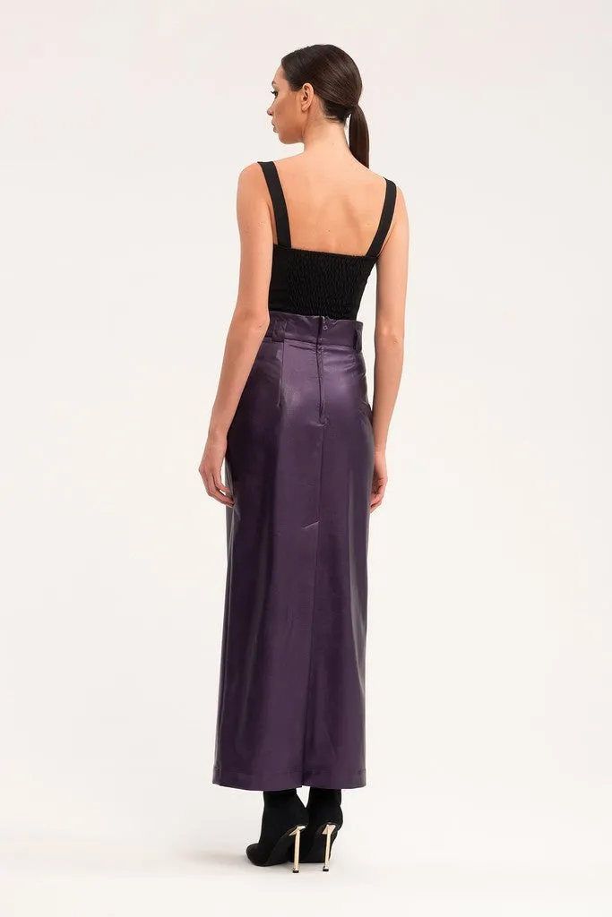 Purple Casual Solid Color A-line Tea Skirt with Pockets