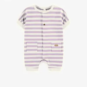 Pyjama une-pièce mauve ligné en jersey biologique, naissance || One-piece purple pyjama lined in organic jersey, newborn