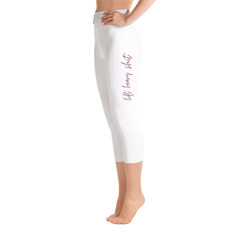 "Lift Heavy Shit- BURGUNDY" Yoga Capri Leggings