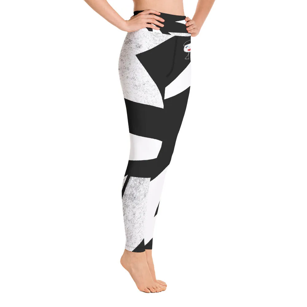 "Lynn Beauty-Face" Black-White Lightning Yoga / Workout Leggings