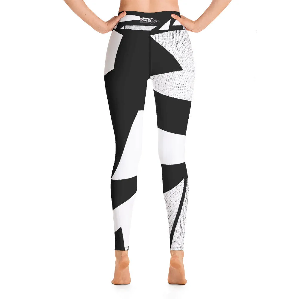 "Lynn Beauty-Face" Black-White Lightning Yoga / Workout Leggings
