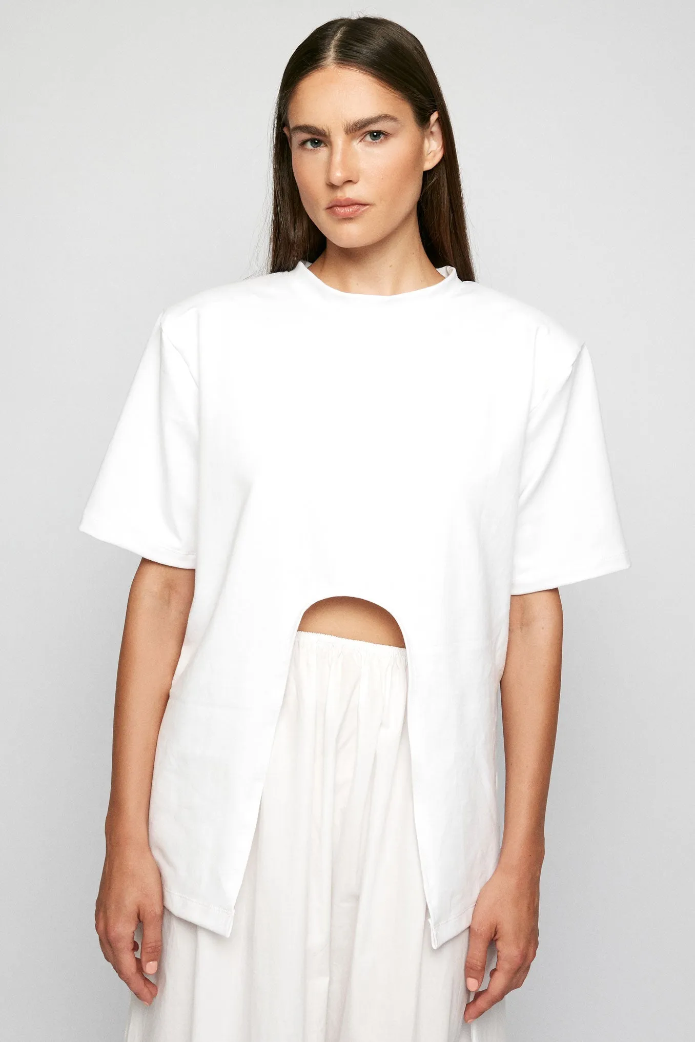 Relaxed Cut Out Tee | Relaxed Split Maxi Skirt