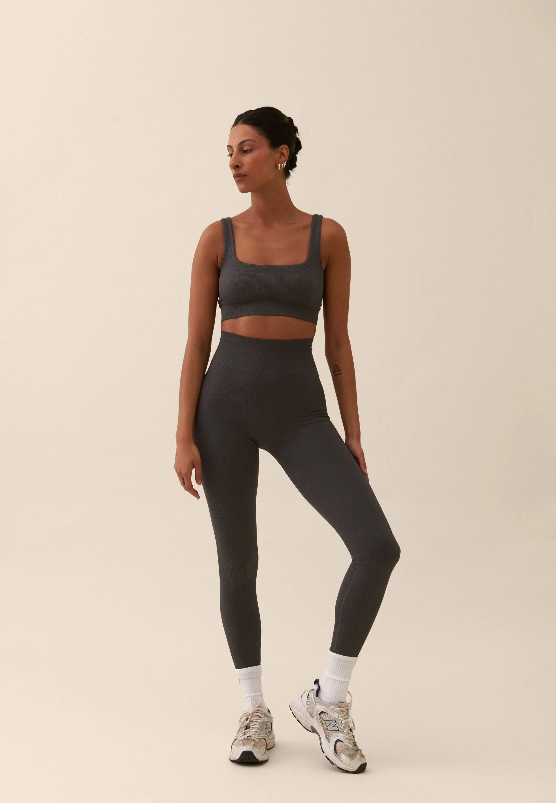 Ribbed Seamless Leggings - Asphalt Grey