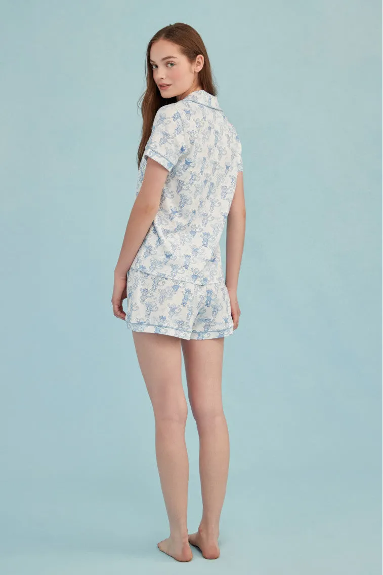 Roller Rabbit x LoveShackFancy Pastiche De Monkey Women's Polo Pajama