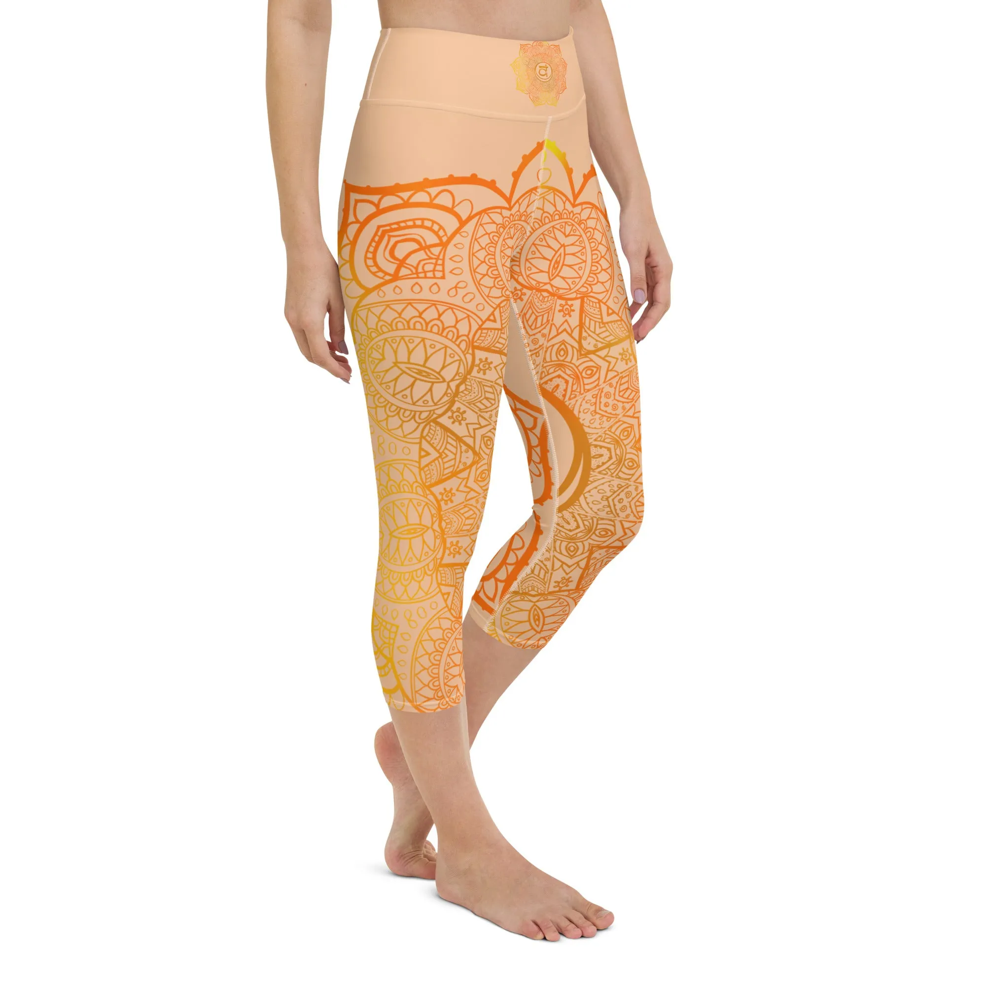 Sacral Chakra Mandala Capri Leggings by Goddess Swag