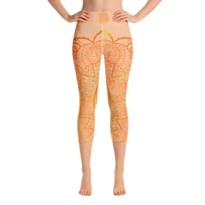 Sacral Chakra Mandala Capri Leggings by Goddess Swag
