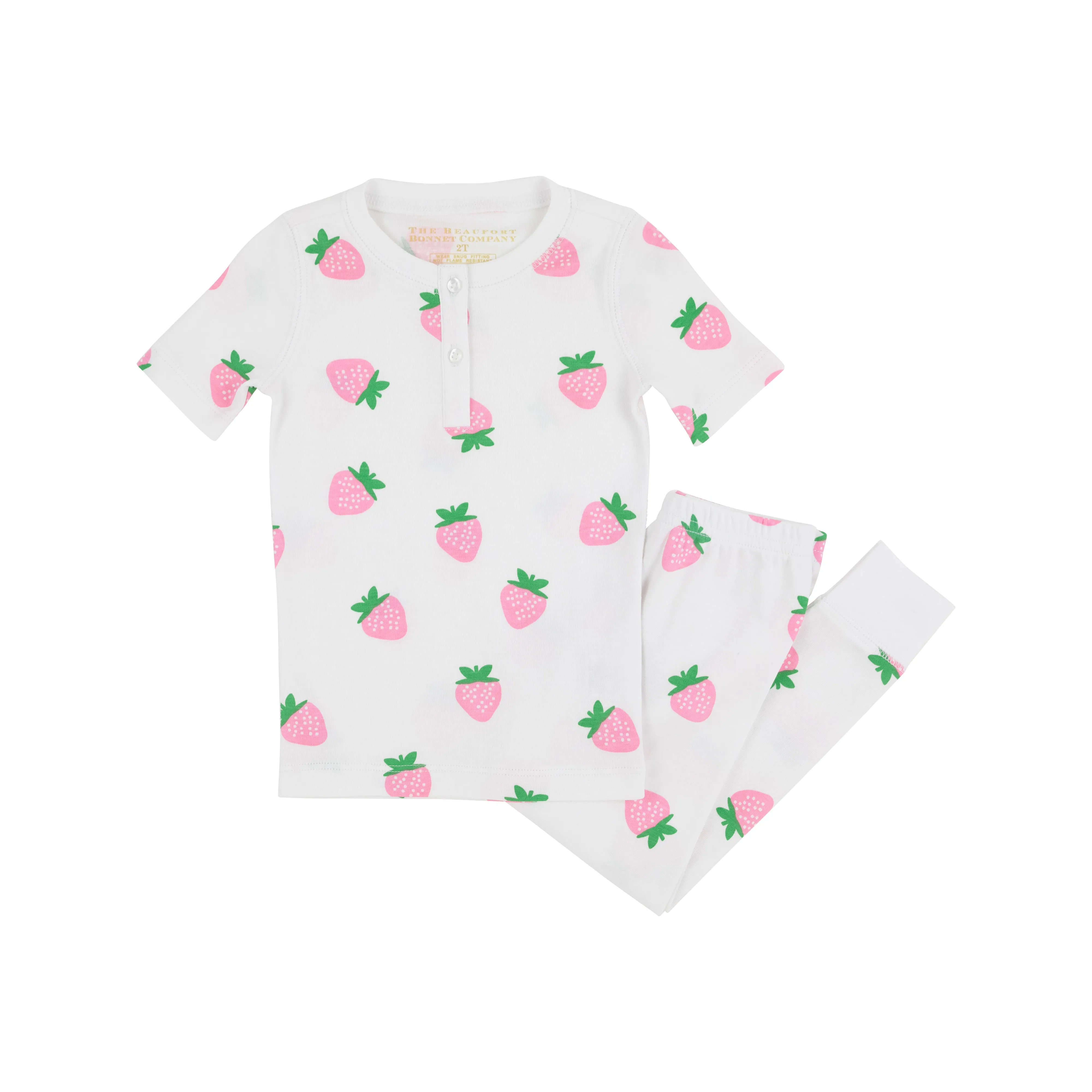 Sara Jane's Short Sleeve Set - Sanibel Strawberry with Worth Avenue White