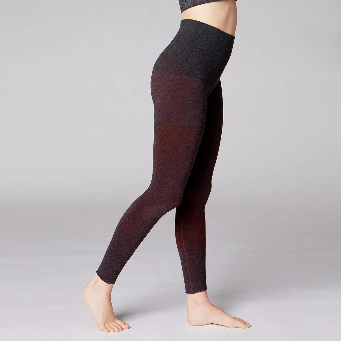 Seamless Yoga Leggings - Mottled Burgundy