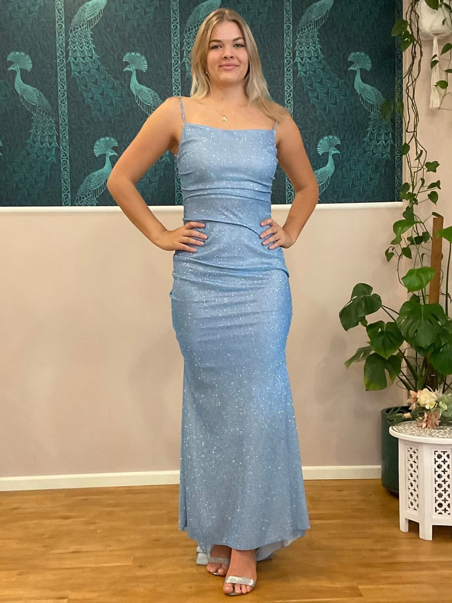 Selena sparkling ball gown in blue s10-12 Express NZ wide