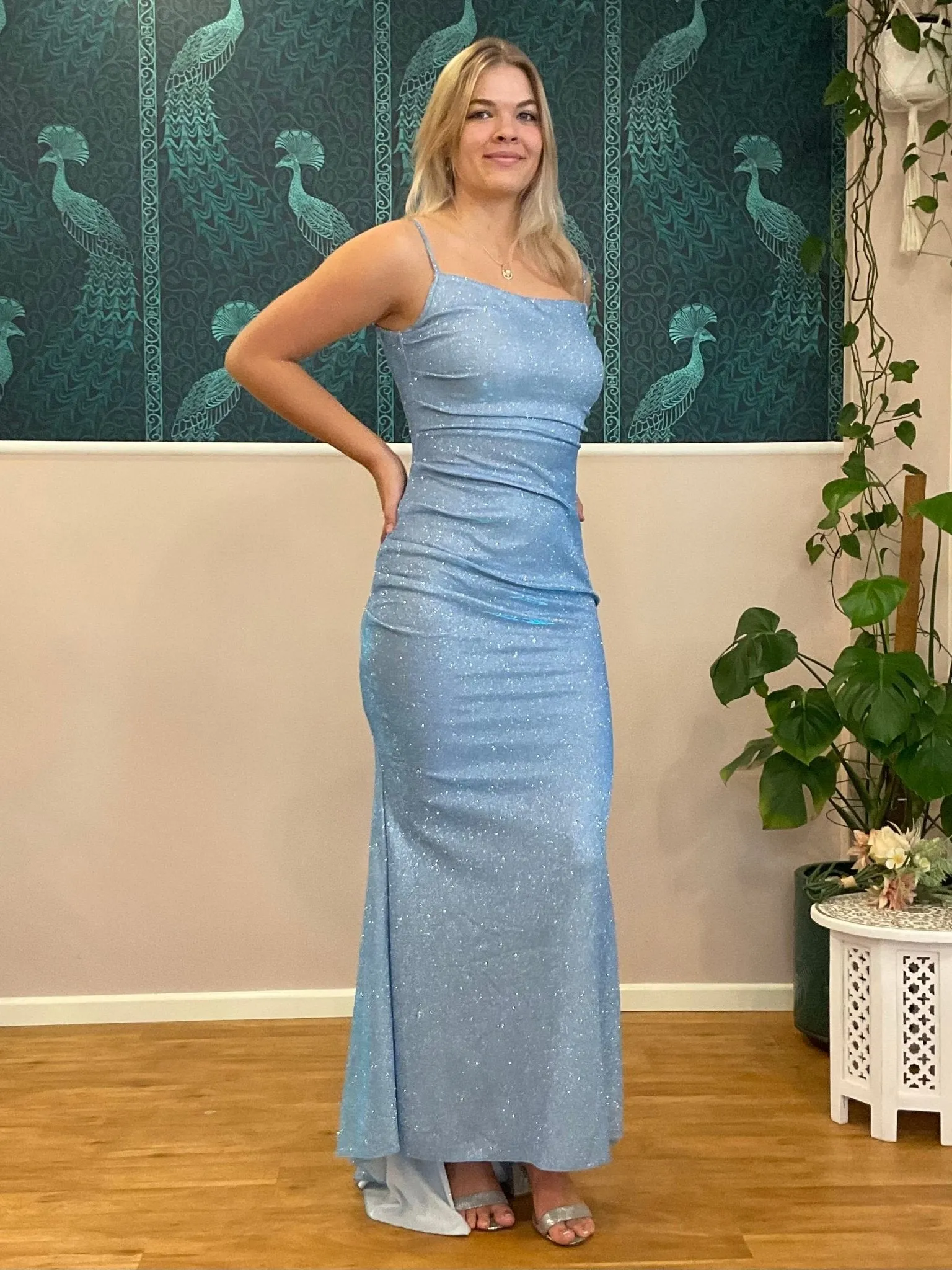 Selena sparkling ball gown in blue s10-12 Express NZ wide
