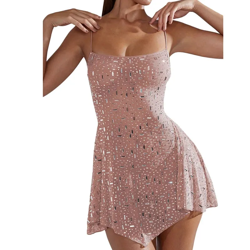 Sequin High Waist Backless Evening Maxi Dress