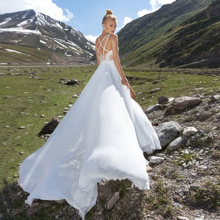 Sexy Beach Wedding Dress Halter Sleeveless