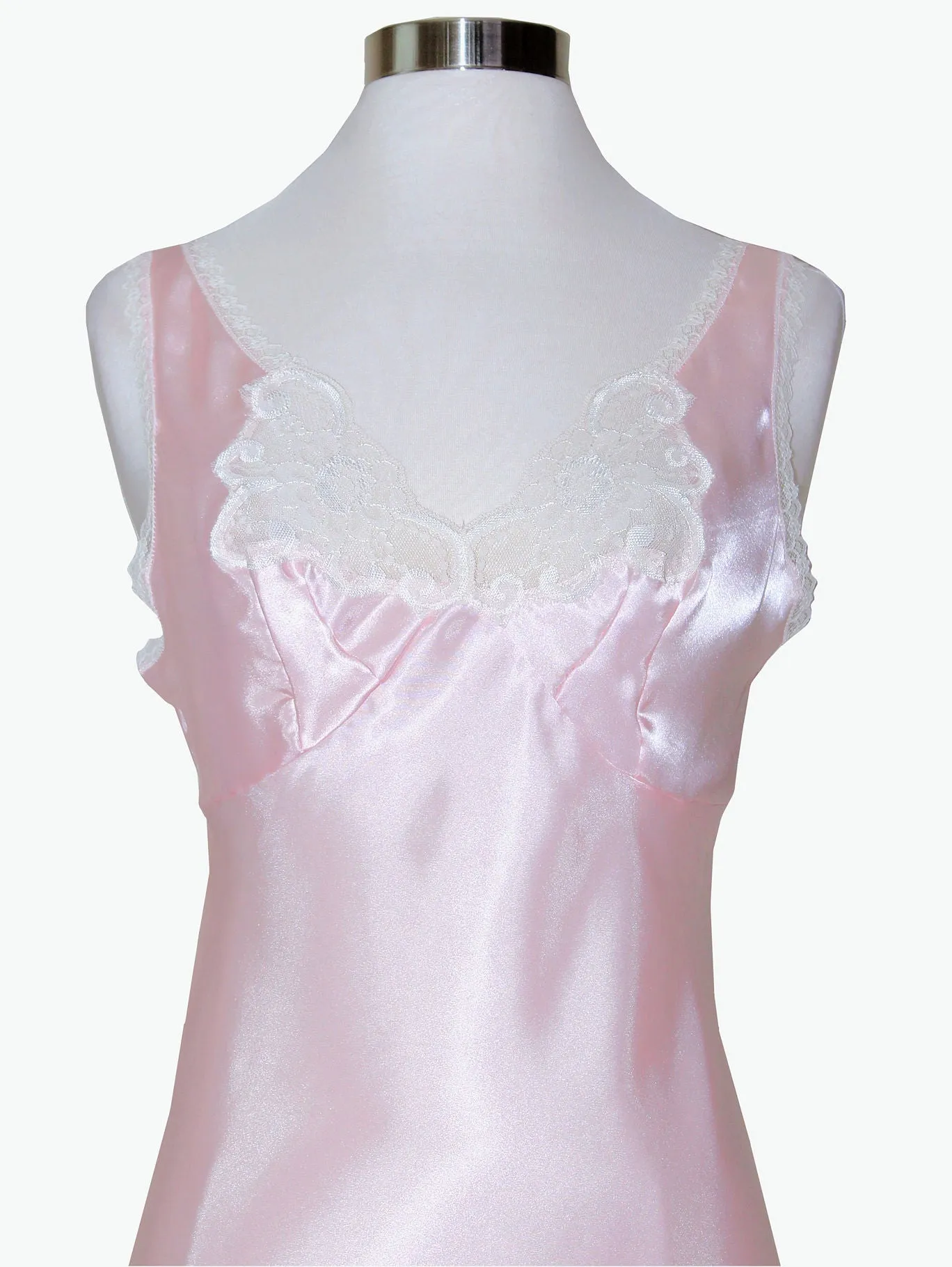 Shadowline Full Slip Satin and Lace Vintage Style Nightgown Dress