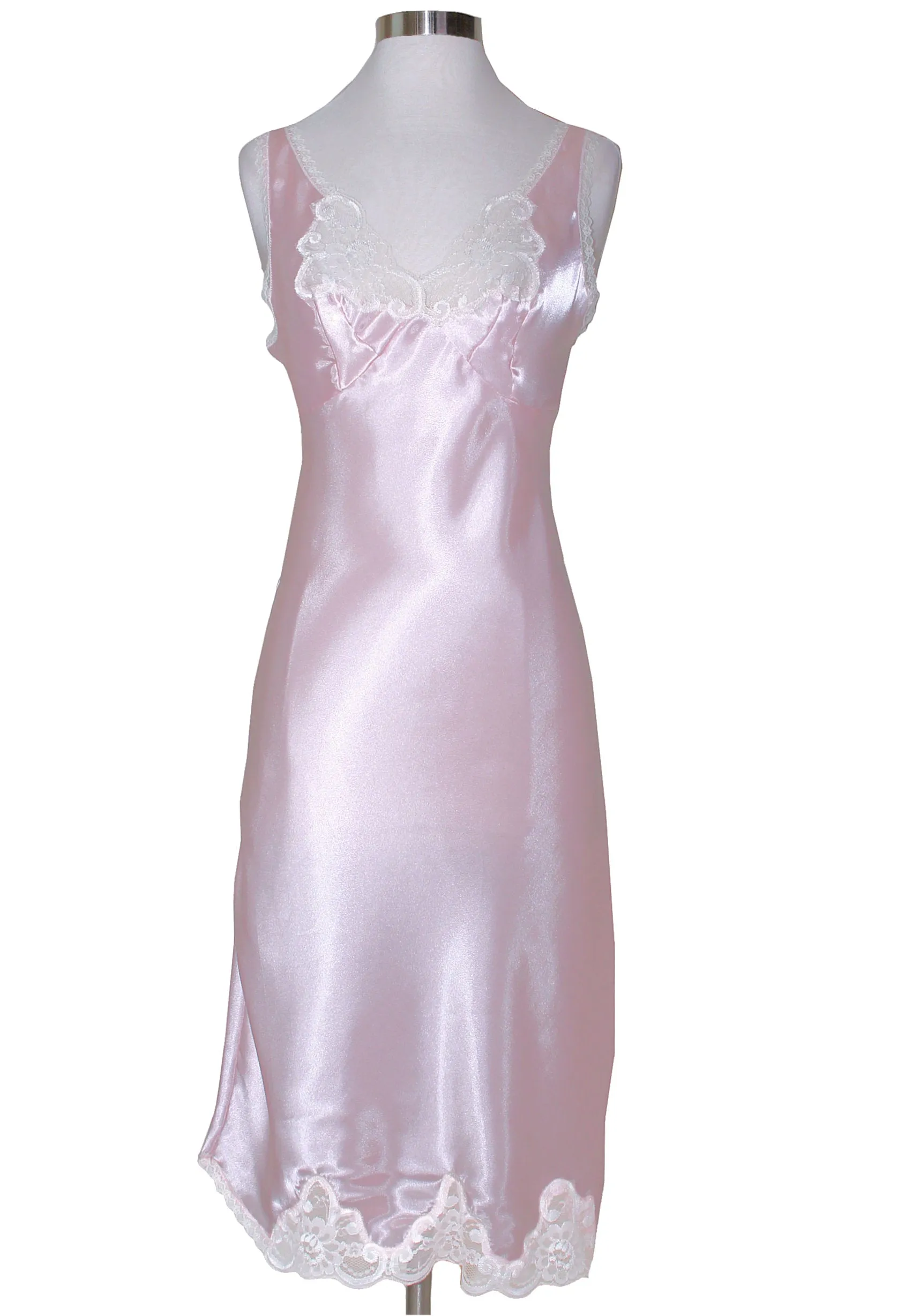 Shadowline Full Slip Satin and Lace Vintage Style Nightgown Dress